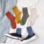 여성 심플 기본 발목양말 데일리 골지 면양말