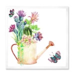 DesignQ Succulents In Old Watering Can Farmhouse 프레임 벽 아트
