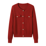 여성 여자니트 상의 숏니트 캐주얼 가을 긴팔 단추 KS3