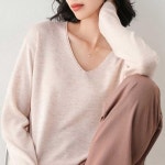 여자 직장인 오피스 룩 코디 브이넥 니트 이너 티셔츠 블랙L