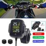 휴대폰 태블릿용 USB 충전기 타이어 온도 경보 시스템 QC 3 0 오토바이 TPMS 외부 센서 2 개
