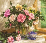 Luca-s Kit Still Life with Blueberries-B588 수입자수패키지 꽃화병수입십자수패키지
