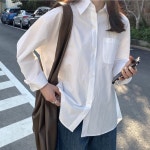 베이직 디자인 여성 루즈핏 데일리 와이셔츠