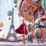 회전목마와 빨간 치마 보석 십자수 DIY R0007