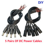 5쌍 DC 12V 커넥터 5 5x2 남성과 여성 전원 소켓 잭 케이블 플러그 와이어 DIY 크리 에이 티브 JIENUO