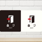 화이트 출구 EXIT 오른쪽4 부착형 정사각안내판18cm