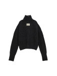 마뗑킴 마뗑킴 DAMAGE RIBBED HIGH NECK ZIP UP IN CHARCOAL