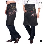 매화 자수 일식 가운 유니폼 주방 허리 앞치마