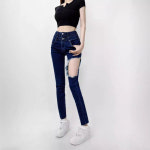 EAMT 여자 슬림핏 청바지 하이웨이스트 탄력성 스키니 힙스터팬츠 펜슬 데님 EUNG5