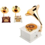 위플 엔틱 측음기 나팔 금장 오르골