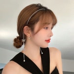스트링 나비 큐빅 머리띠 1P 헤어밴드