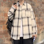 파파브로 체크 긴팔 셔츠 루즈핏 디자인 ON-SHA-QWE4F8EB