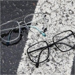 블랙 투명 사각 각진 안경 금속테 데일리 심플