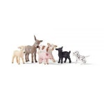 Schleich Farm World - 6피스 아기 농장 동물 놀이 세트 강아지 양고기 염소 돼지 송아지 당나귀