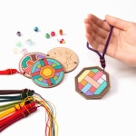 쉬운 전통문양 팬시우드 단청 스트랩 만들기 5p 장식걸이 명절 미술수업 설날 추석 유치원 사각연꽃