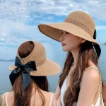 여성 리본돌돌이 바캉스 여름모자 비치모자 해외여행