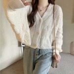 여자 직장인 출근 룩 사무실 꽈배기 니트 가디건 코디