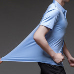 남성용 고탄성 심리스 셔츠 반팔 단색 여름 슬림 주름 방지 비즈니스 레저