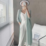 여자 청담동 며느리 룩 로브 롱 오픈 가디건 코디