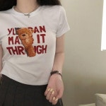 티셔츠 봄 여름 여성 남성 곰돌이 반팔 크롭티 배꼽티 면