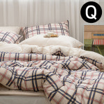 해피니 마드라스 체크 차렵이불 베개커버세트 퀸 Q 내추럴네이비 베개솜 별매