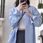 여성 블라우스 루즈핏 오버핏 긴팔 구김없는 긴팔셔츠