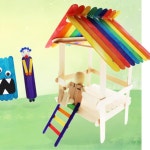 컬러스틱 나무막대 대형 50개 건축물 미술재료 교구 꾸미기 만들기 하드스틱 나무 체험활동