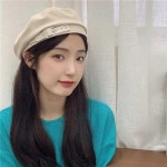 면 문학적 베레모 사이즈 조절 귀엽고 멋진 8 각형 모자 방풍 우아한 베레모 가을 겨울
