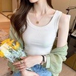 여성 사계절 슬림핏 u넥 민소매 나시티 이너티 면나시