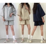 여름 여성 아노락 반팔 반바지 트레이닝 세트