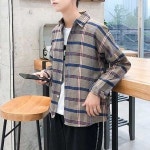남녀 공용 간절기 봄 가을 데이트 룩 체크 셔츠 남방