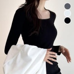 여성 베이직 이너 라운드넥 무지 깔끔한 긴팔티셔츠