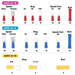 280pcs 와이어 커넥터 키트 남성 여성 절연 터미널 콜드 크림프 모듬 스페이드 버트