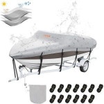 VEVOR 보트 커버 1719ft 트레일러블 방수 600D Marine Grade PU Oxford Bass Boat 모터 버클 스트랩 VHull TriHull Fish S