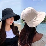 로멜로 와이드챙 벨크로 버킷햇 모자 썬캡 아이보리1 블랙1 총