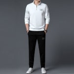 엘럽 남자 긴팔세트 운동복 신작 투피스 스포츠 스탠드 칼라 긴팔 셔츠팬츠 세트 원템1