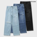 화이트빌딩 화이트빌딩 남자 청바지 찢청 슬림 블랙진