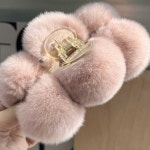 여성 토끼털 레빗퍼 헤어 스타일링 집게 머리핀 소품