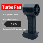 덕티드 터보팬 브러시리스 모터 제트 선풍기 1000g 추력 세차 700W 고출력 먼지 송풍기 키보드 청소 도구