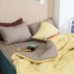 무드 먼지없는 이불베개패드 세트 머스타드 침구