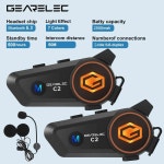 GEARELEC C2 오토바이 헬멧 5 3 블루투스 인터콤 헤드셋 2 라이더 IP67 방수 BT 무선 통신 다색 50m