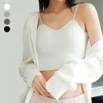 여성 크롭 스모크 밴딩 끈 탑 나시 민소매 캡 탈부착