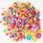 알파벳구슬 원형납작 반투명칼라 흰색 칼라혼합-500g 500g 1봉 자재
