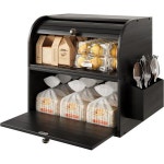 빵 보관함 2단 브래드 박스 베이커리 보관 TQVAI 주방 조리대용 대나무 상자 은식기 바구니 롤탑 통 -