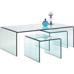 독일 카레 사이드 테이블 침대책상 Kare 76743 Clear Club Coffee Table Set of 3 1855598