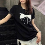 스윗트리 캐주얼 라운드넥 리본 포인트 반팔 티셔츠 j0694