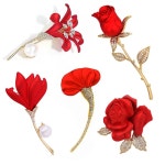 특선 어버이날 스승의날 붉은 꽃 미니 옷핀 브로치