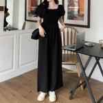 스모크밴딩 어깨밴딩 넥프릴 와이드핏팬츠 점프슈트