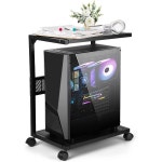 대부분의 PC에 적합한 잠금 캐스터 휠이 PC 스탠드 컴퓨터 타워 2단 금속 CPU S Small