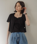 틸아이다이 틸아이다이 Sleeveless set half sleeve eyelet cardigan